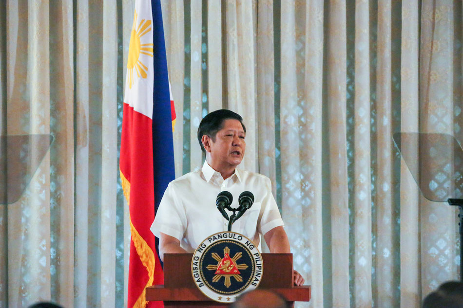 President Ferdinand Marcos Jr. delivers a speech during the ceremonial signing of the Kapatid Angat Lahat Agri Program on March 6, 2023. Jonathan Cellona, ABS-CBN News/PPA Pool/File