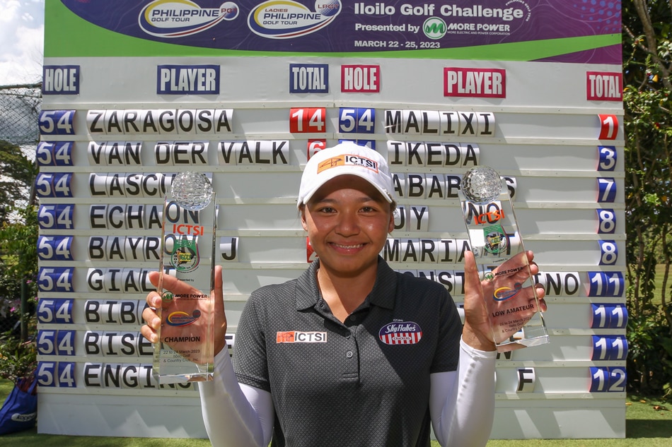 Rianne Malixi poses after a triumphant campaign in the ICTSI Iloilo Golf Challenge. Pilipinas Golf Tour/Handout.