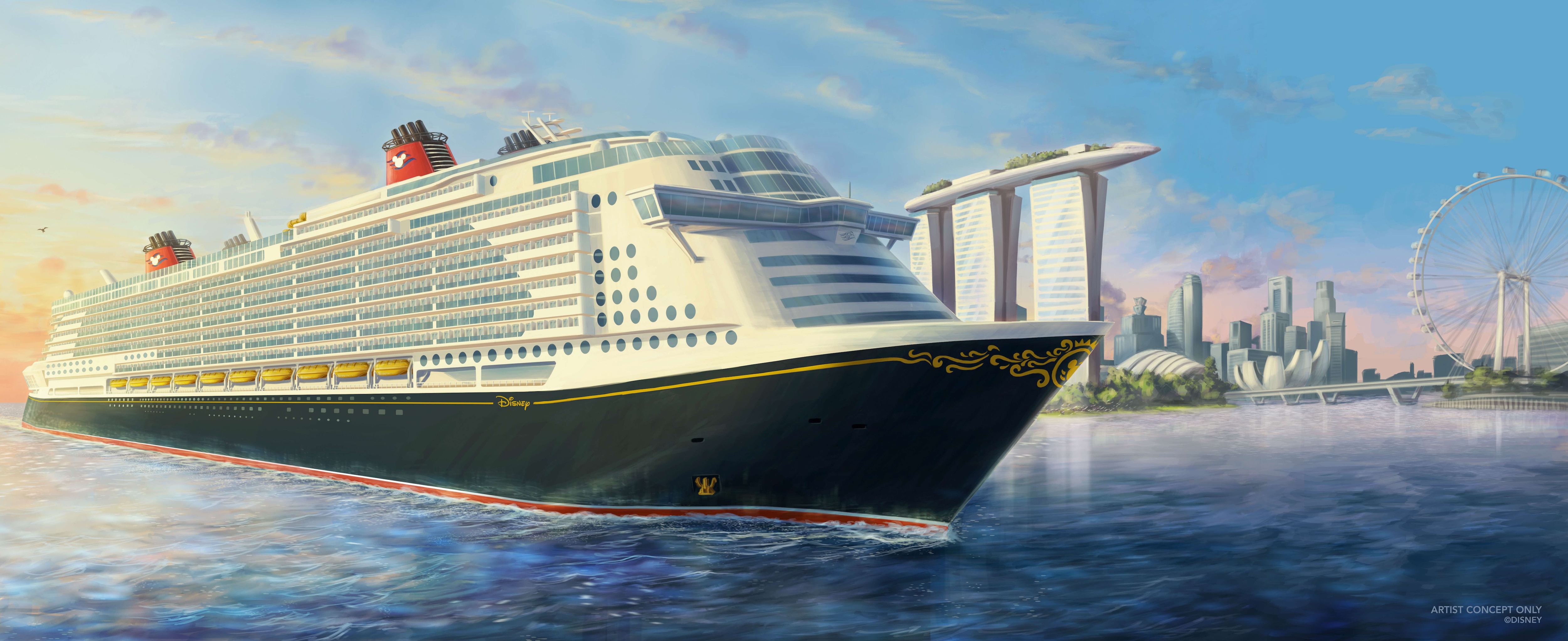An artist's rendering of the new Disney cruise ship to homeport in Singapore. Handout/Disney Cruise Line