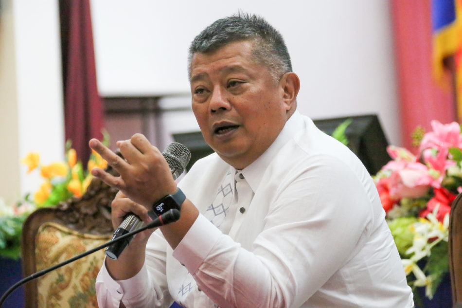 Secretary of Interior and Local Government Benjamin Abalos, Jr. and Justice Secretary Jesus Crispin Remulla share updates from Special Task Force Degamo, during a press conference at the PNP Media Center, in Camp Crame in Quezon City on April 3, 2023. Jonathan Cellona, ABS-CBN News