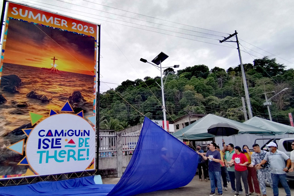 The unveiling of the Camiguin tourism signboard at the Benoni Port. Handout
