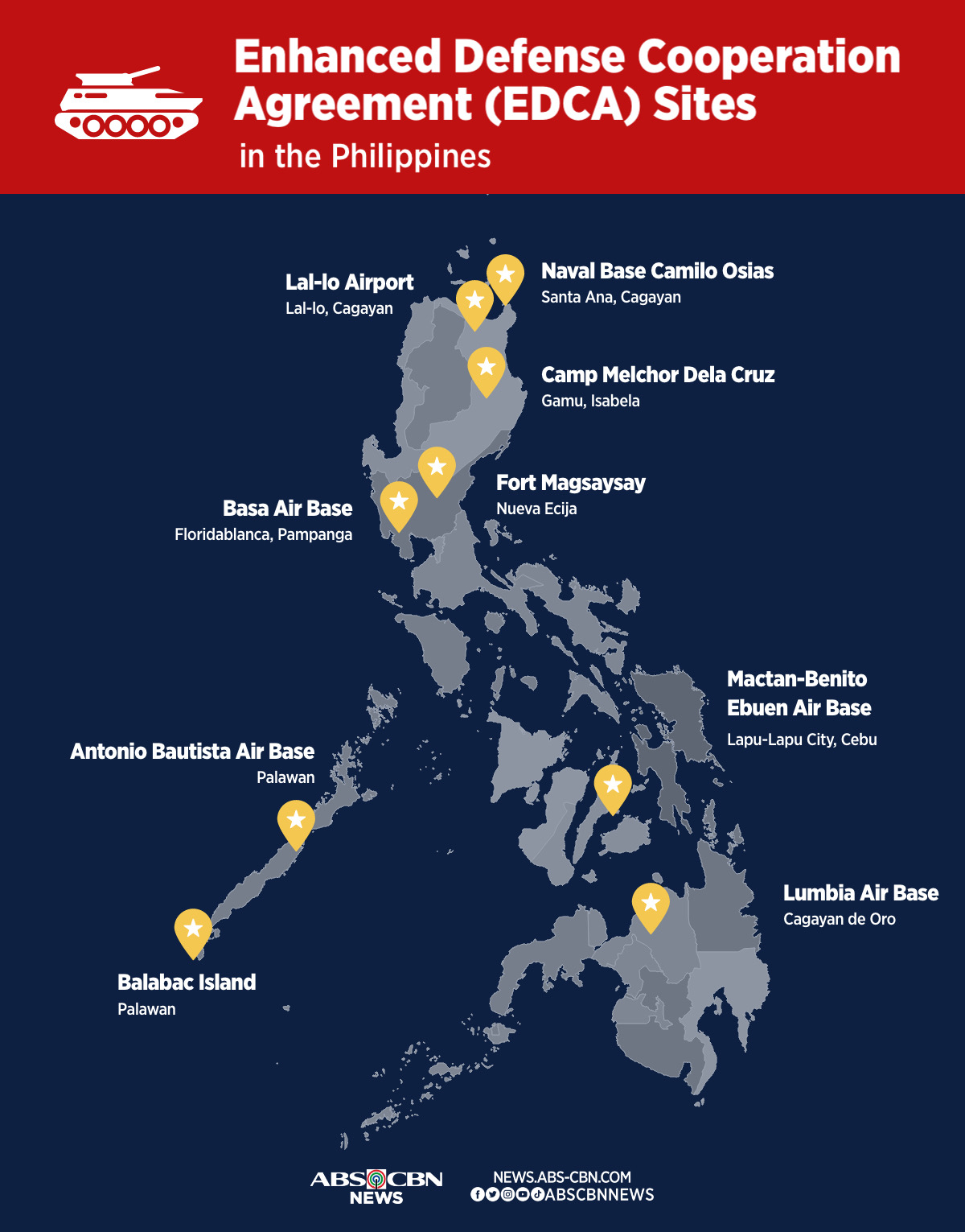 FAST FACTS Philippine Bases US Soldiers Can Use ABS CBN News   Edca Sites Map 