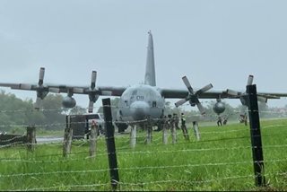 Military transport plane 'overshoots' runway in Catarman: report