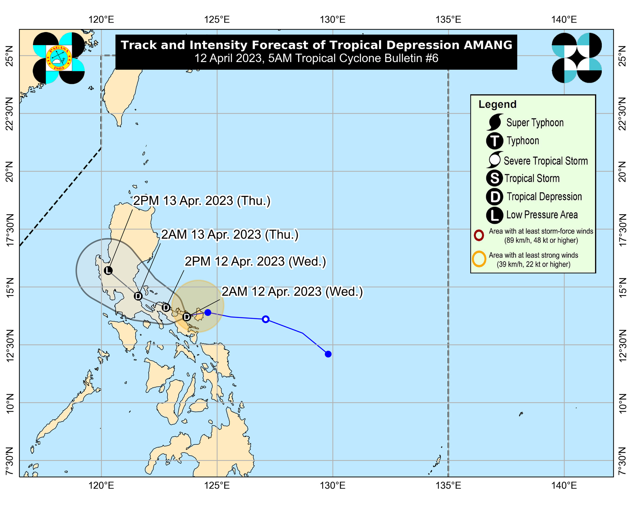Track and intensity forecast for tropical depression Amang. PAGASA 