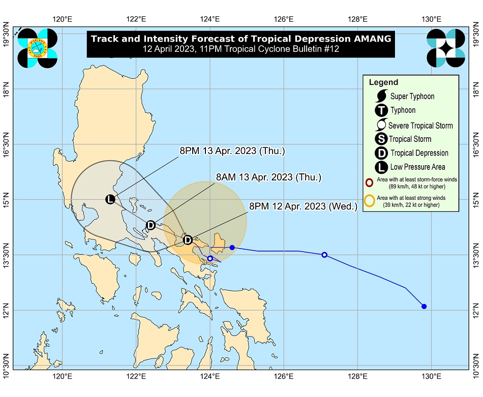  Forecast track of Tropical Depression Amang. PAGASA photo.