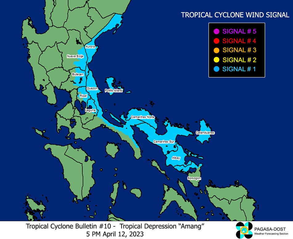  Parts of Luzon are under wind signal no. 1 due to Amang. PAGASA photo