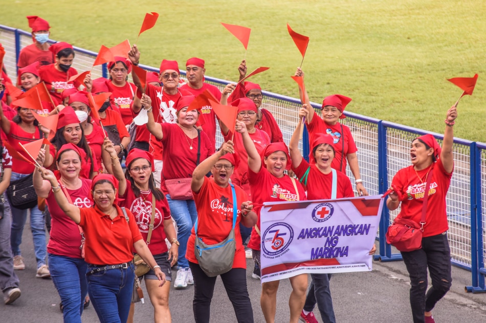 Residents, students, and volunteers of Marikina City participate in the “Walk for Humanity” marking the anniversary of the Philippine Red Cross at the Marikina Sports Complex on April 15, 2023. Maria Tan, ABS-CBN News