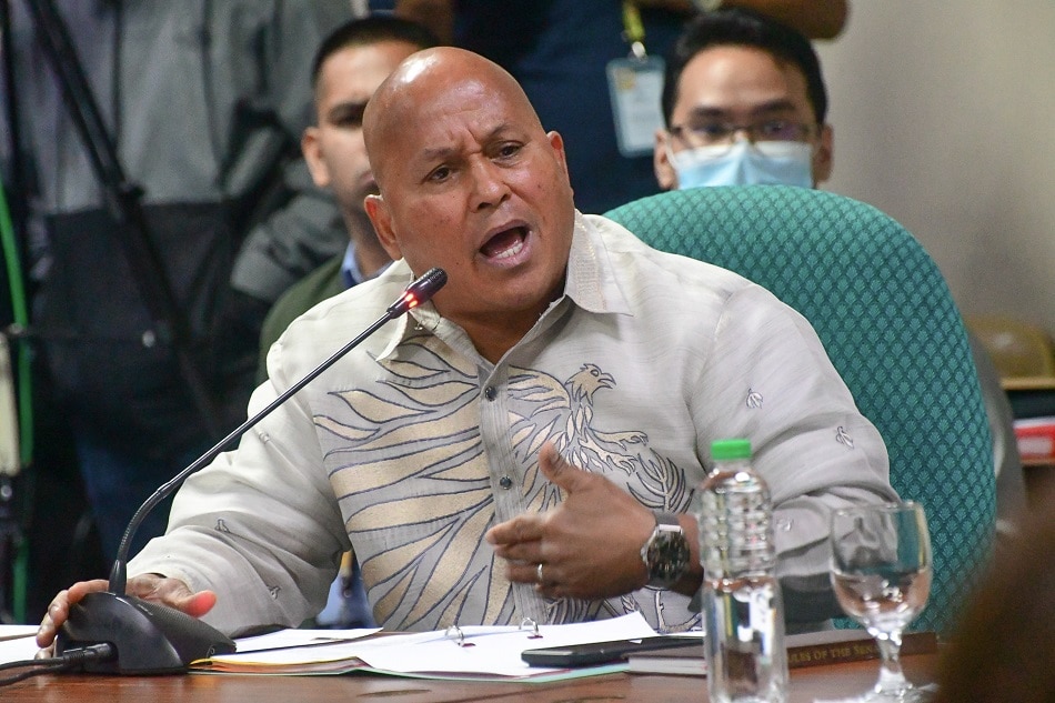 Senator Ronald 'Bato' Dela Rosa at the Senate hearing on the killing of Negros Oriental Governor Roel Degamo, on April 19, 2023. Mark Demayo, ABS-CBN News