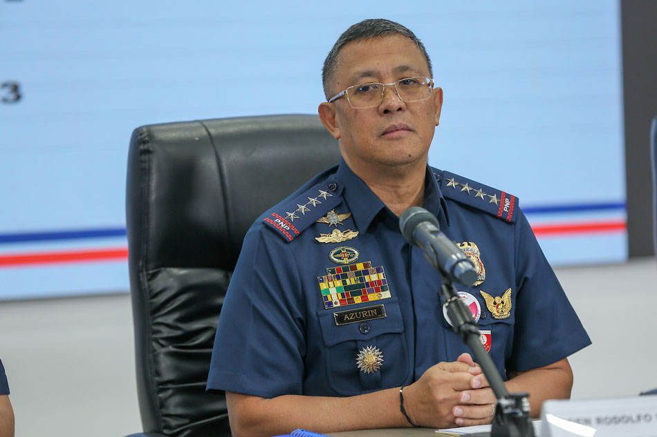 Philippine National Police Chief General Rodolfo Azurin Jr. speaks during a press briefing at the PNP Multipurpose hall in Camp Crame in Quezon City on Jan. 5, 2023. Jonathan Cellona, ABS-CBN News/File