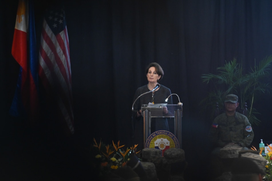 US Ambassador to the Philippines MaryKay Carlson during the closing ceremony for the Philippines United exercise Balikatan 38-2023 at Camp Aguinaldo in Quezon City on April 28, 2023. Maria Tan, ABS-CBN News