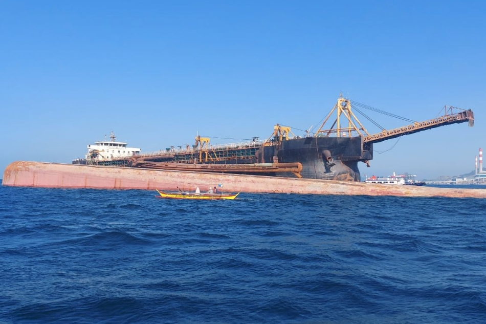 The Philippine Coast Guard (PCG) responds to a collision between two foreign vessels off Corregidor Island on April 28, 2029. PCG