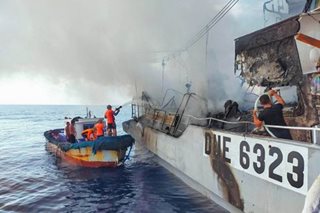 Fishing boat catches fire in Cuyo, Palawan