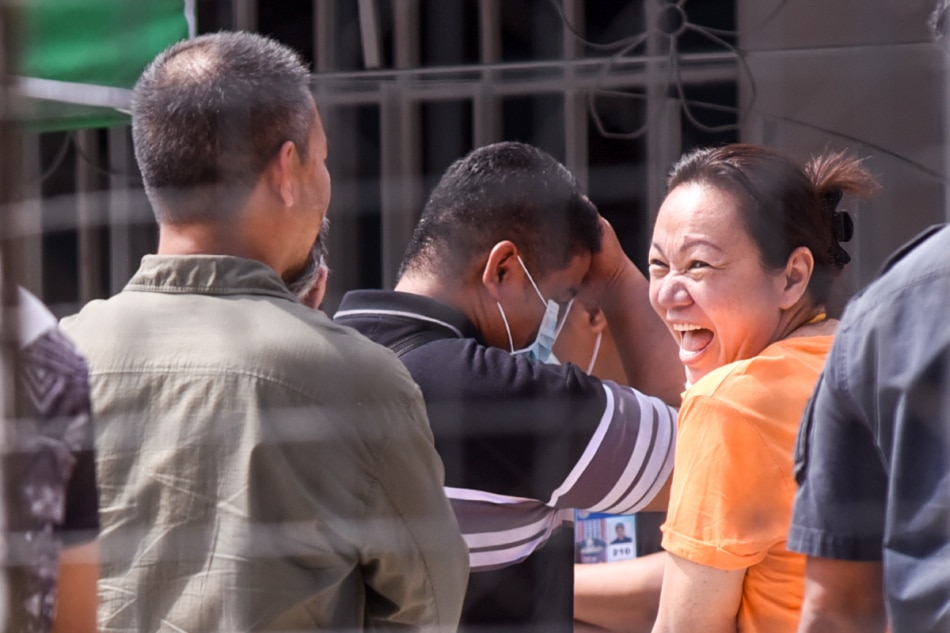 Convicted plunderer Janet Lim Napoles interacts with Bureau of Corrections Director General Gerald Bantag during an “Oplan Galugad” operation inside the Correctional Institution for Women in Mandaluyong City on March 4, 2020. George Calvelo, ABS-CBN News/File