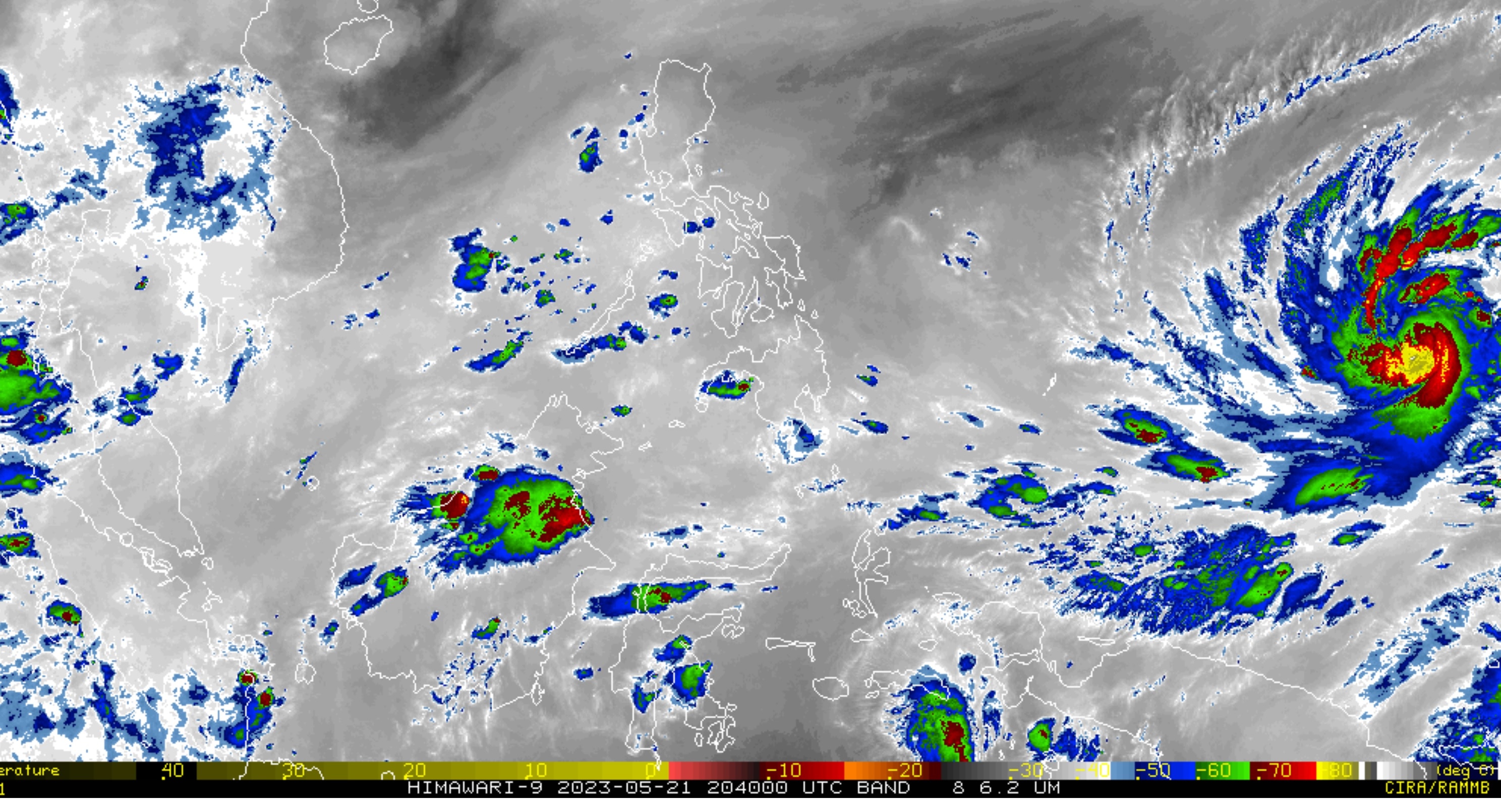 Himawari-8 Imagery of Typhoon Mawar near Philippines. Imagery courtesy of the Japanese Meteorological Agency