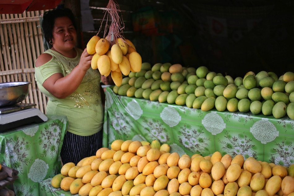 A vendor hangs mangoes in her store in Jordan municipality in Guimaras Province on March 27, 2019. Guimaras is known to produce some of the sweetest mangoes in the world. Manman Dejeto, ABS-CBN News/File