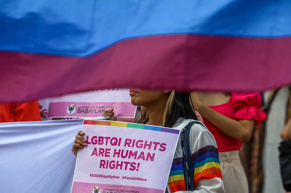 To kick off the celebration of Pride Month, the Lagablab LGBTQI+ network hold an equality rally at the Boy Scout Circle in Quezon City on June 2, 2023 to call for an end to discrimination and pass the SOGIE Equality Bill. Maria Tan, ABS-CBN News
