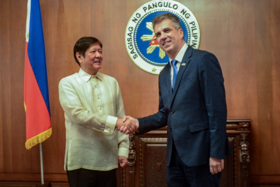 Israeli Foreign Minister Eliyahu Cohen makes a courtesy call to President Ferdinand Romualdez Marcos Jr. at the Malacañang Palace on Monday, June 5, 2023, marking the first time in 56 years that an Israeli foreign minister visited the Philippines. Jack Burgos/PPA/Pool