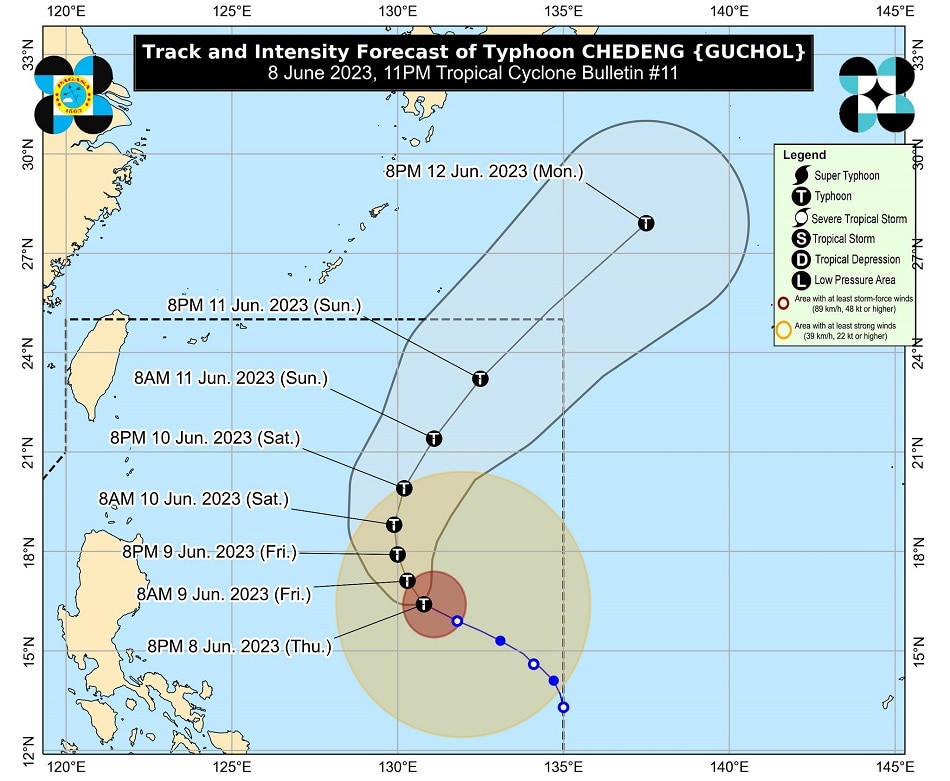 Forecast track of Typhoon Chedeng. PAGASA.