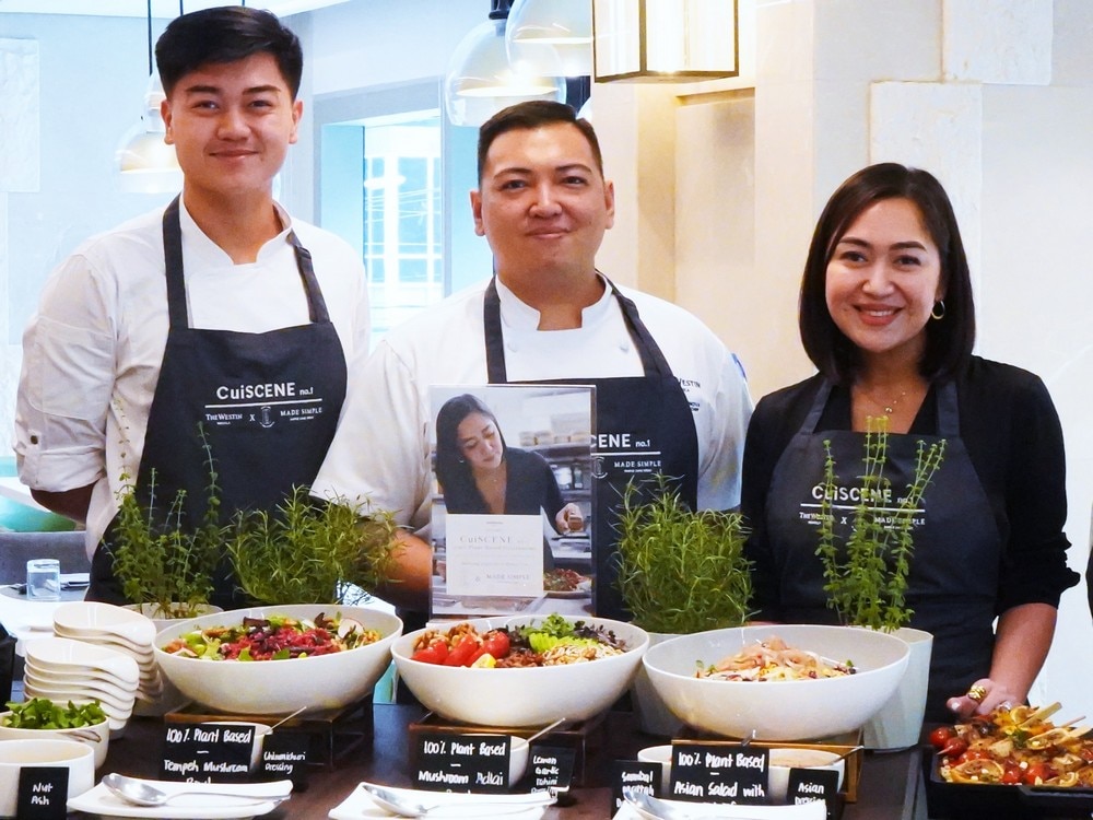 Westin Manila executive chef Rej Casanova (center) with chef Mimi Vergara-Tupas and her son Uno Tupas. Handout