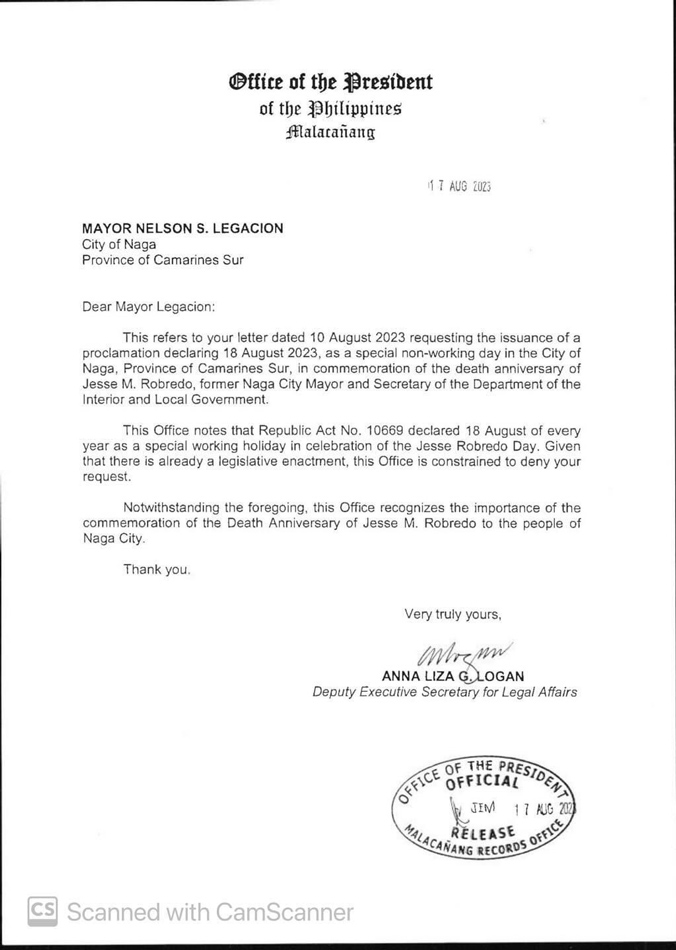 Jesse death anniv: Marcos denies Naga
