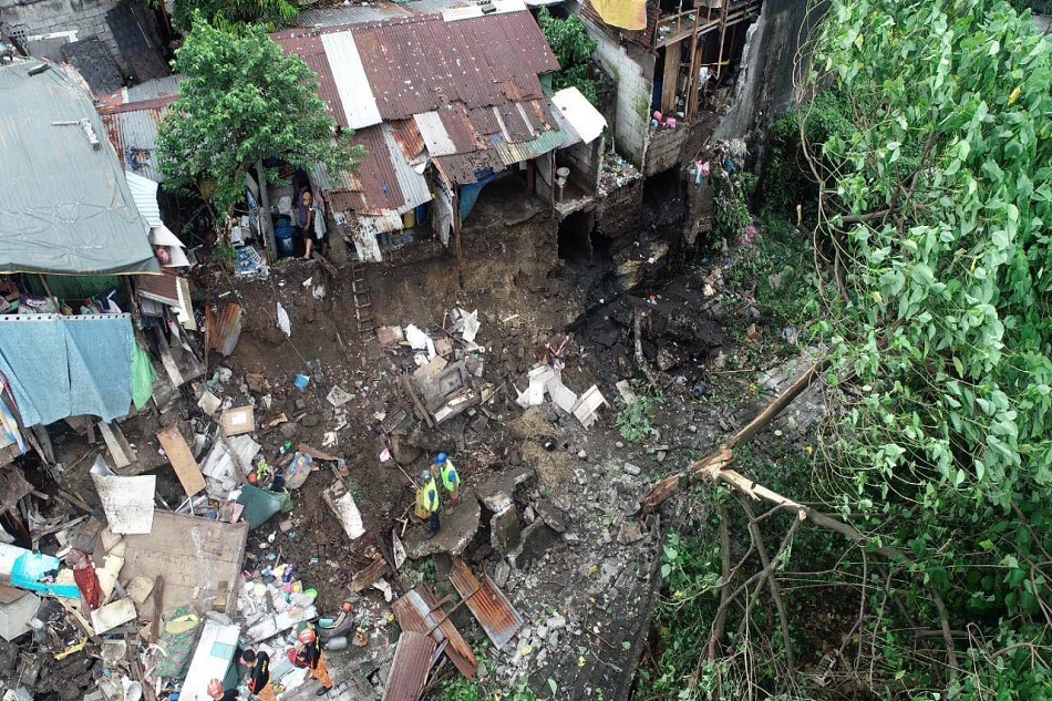 A section of a wall in Barangay Mapulang Lupa in Valenzuela collapsed Sunday, September 3, 2023. Photo courtesy of Valenzuela Public Information Office.