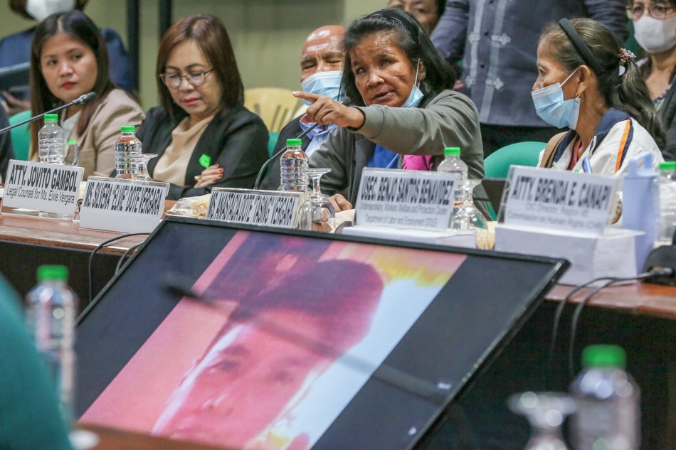 Elvie Vergara during a Senate investigation on Sept. 5, 2023. Jonathan Cellona, ABS-CBN News/File
