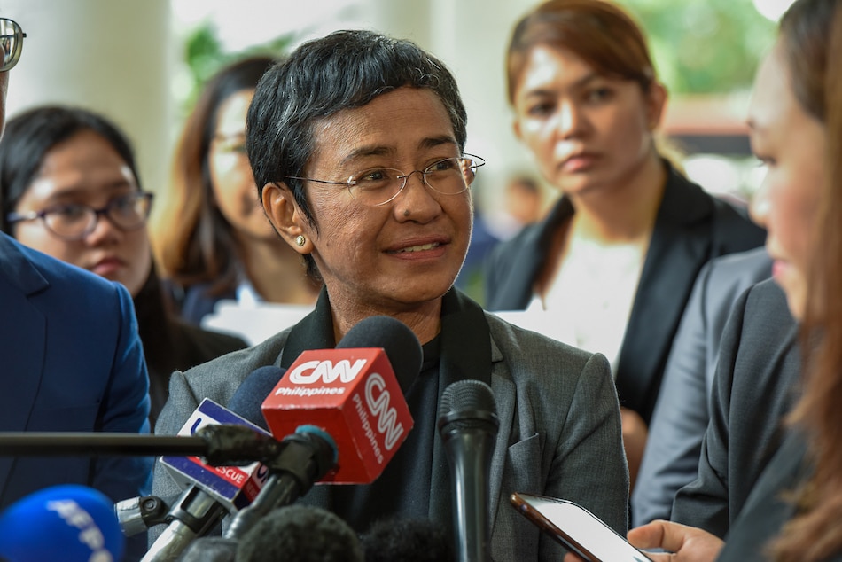 Rappler CEO Maria Ressa faces the media following her acquittal of the fifth and final tax evasion charge against her and Rappler Holdings Corp at the Quezon City Regional Trial Court on September 12, 2023. Maria Tan, ABS-CBN News