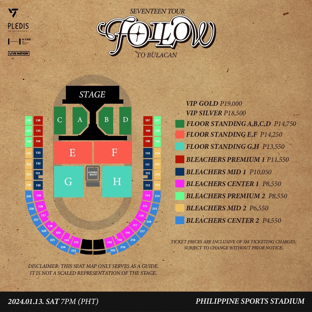 Seventeen's 'Follow' concert in Bulacan Seat map, ticket prices ABS