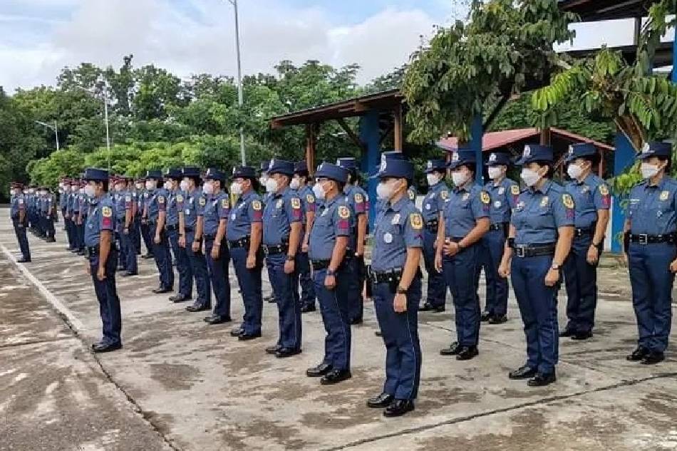 Personnel of the Abra provincial police hold an assembly at Camp Col. Juan Villamor Calaba in Bangued, Abra on May 23, 2022 in this photo from the Abra Police Provincial Office Facebook page