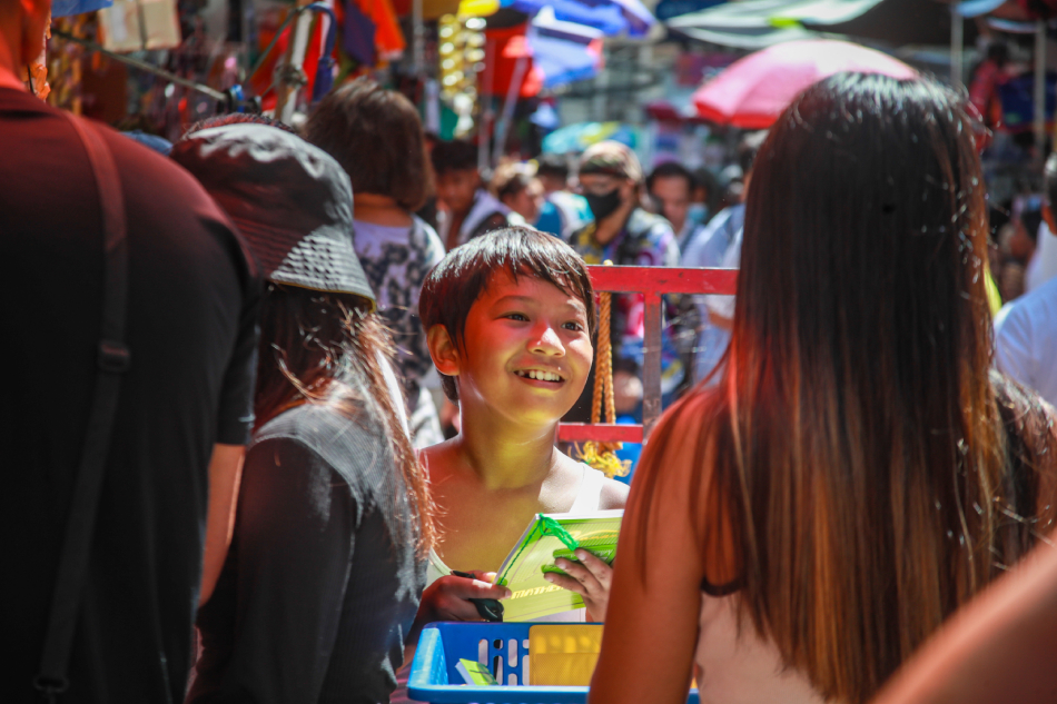 People look for affordable school supplies at Divisoria in Manila on August 21, 2023. The Department of Trade and Industry released a list of suggested retail prices for school supplies with the increase of prices due to higher cost of raw materials. Jonathan Cellona, ABS-CBN News