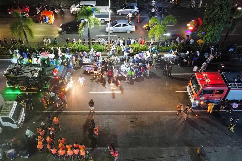 A handout photo made available by the Butuan city Public Information Office (BPIO) shows rescuers gathering patients outside a hospital after an earthquake in Butuan city, Philippines, December 3, 2023. Handout by Butuan PIO via EPA-EFE.