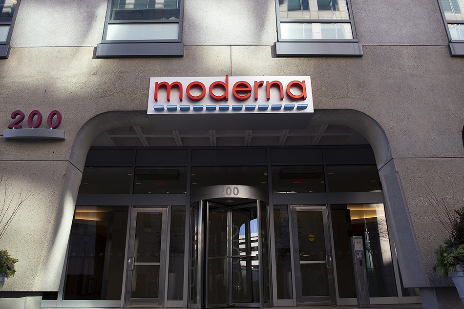 The Moderna Inc., headquarters in Cambridge, Massachusetts, USA, Dec. 7, 2018. CJ Gunther, EPA-EFE/File