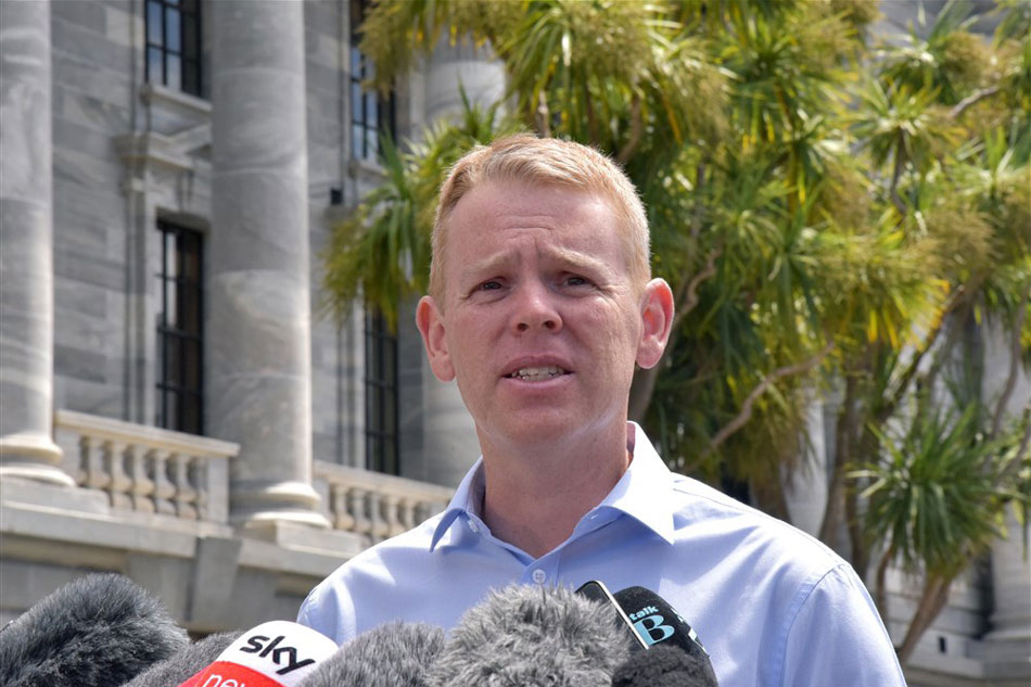 New Zealand Police Minister Chris Hipkins speaks to media outside Parliament House in Wellington, New Zealand, January 21, 2023. Ben McKay, Australia and New Zealand Out, EPA-EFE