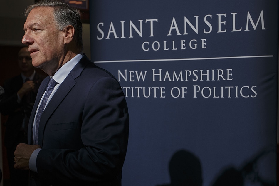 Former United States Secretary of State Mike Pompeo talks with members of the press following his address to business leaders at the Politics and Eggs Forum at St Anselm College's New Hampshire Institute of Politics, in Manchester, New Hampshire, USA, 20 September 2022. CJ Gunther, EPA-EFE/File