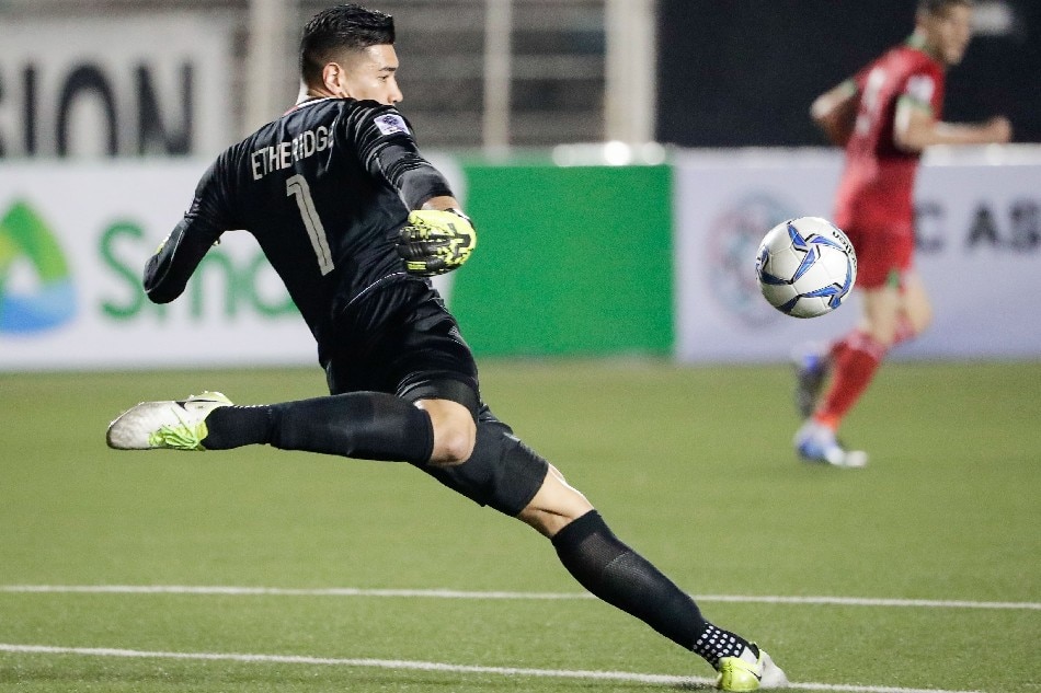 Goalkeeper Neil Etheridge of the Philippines in action during the 2019 AFC Asian Cup Qualification Final Round soccer match between the Philippines and Tajikistan at the Rizal Memorial Stadium in Manila, Philippines, 27 March 2018. File photo. Mark Cristino, EPA-EFE