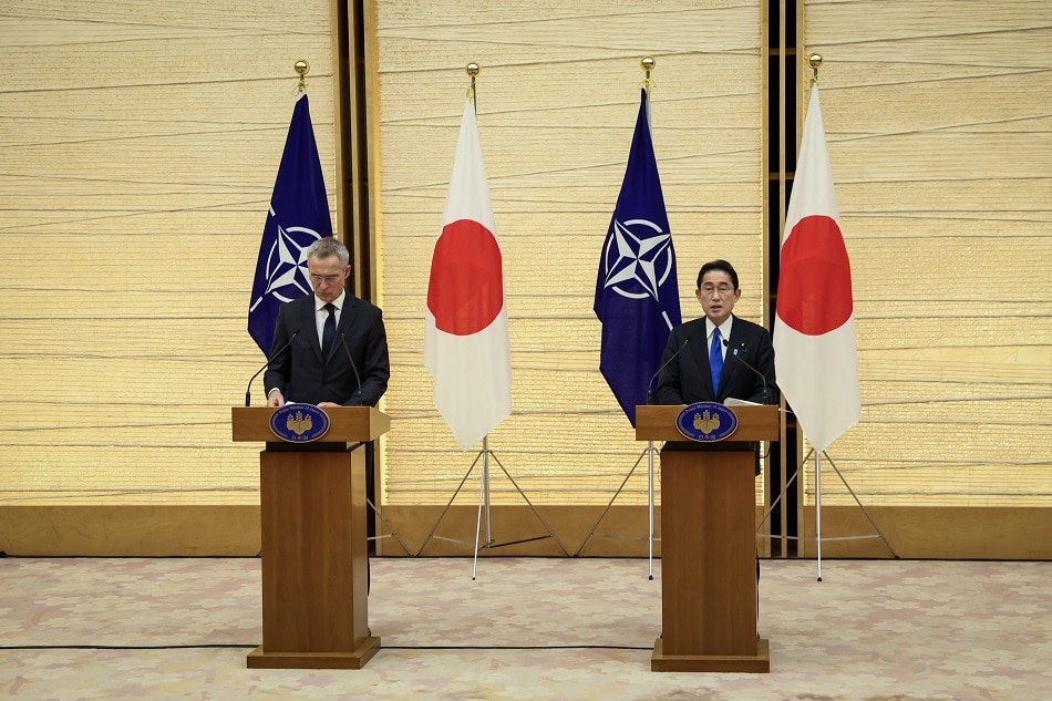 NATO Secretary-General Jens Stoltenberg (L) and Japan's Prime Minister Fumio Kishida hold a joint media briefing in Tokyo, Japan, 31 January 2023. Stoltenberg is visiting Japan to strengthen bilateral ties between the country and the E.U. EPA-EFE/Takashi Aoyama / POOL