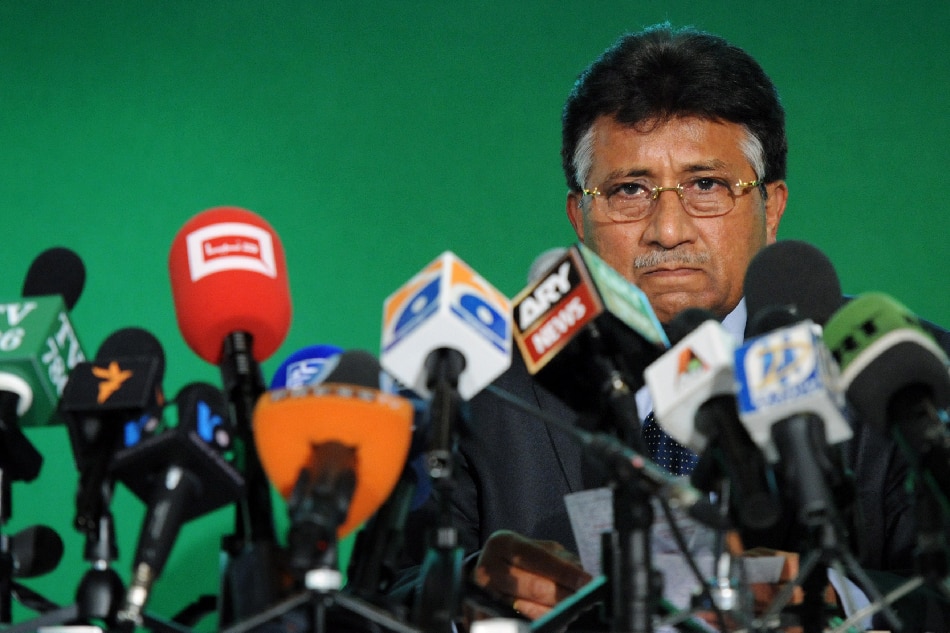 Pakistan's former president Pervez Musharraf holds a press conference in London, Britain, 01 October 2010 (reissued 05 February 2023). Pakistan's former president and retired General Pervez Musharraf passed away at the age of 79 in a private hospital in Dubai after a long illness, the Pakistan's military announced on 05 February 2023. Musharraf served as president of Pakistan from 2001 to 2008. EPA-EFE/FACUNDO ARRIZABALAG