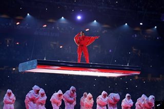 Rihanna performs at Super Bowl half time