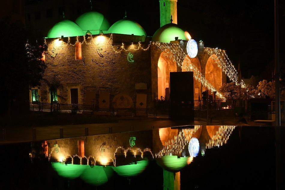 The Prince Mansour Assaf Mosque is illuminated ahead of the holy fasting month of Ramadan, in downtown Beirut, Lebanon, 21 March 2023. Muslims around the world celebrate the holy month of Ramadan by praying during the night time and abstaining from eating, drinking, and sexual acts during the period between sunrise and sunset. Ramadan is the ninth month in the Islamic calendar and it is believed that the revelation of the first verse in the Koran was during its last 10 nights. EPA-EFE/WAEL HAMZEH