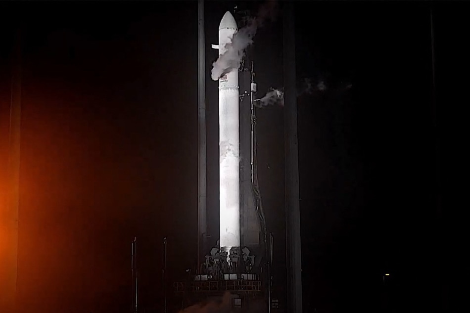 This handout screengrab provided by Relativity Space on March 22, 2023, shows the first 3D-printed rocket, Terran 1, moments before taking off from Launch Complex 16 in Cape Canaveral, Florida, on its third launch attempt. AFP photo/handout/Relativity Space