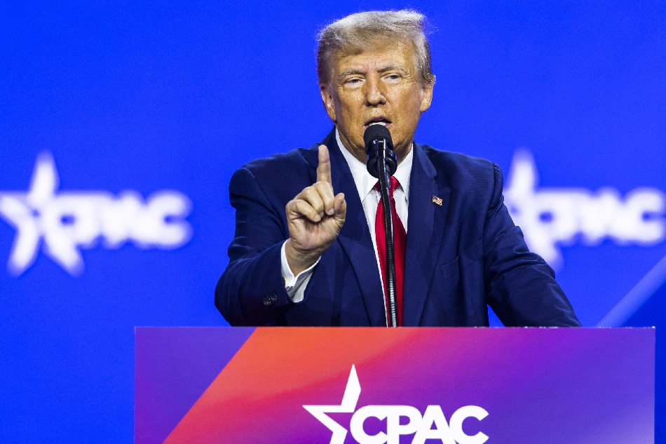 Former US President Donald Trump speaks at the Conservative Political Action Conference (CPAC), billed as the largest conservative gathering in the world, at the Gaylord National Resort & Convention Center in National Harbor, Maryland, USA, March 4, 2023. Many conservatives skipped this year’s conference after a male campaign aid accused CPAC Chair Matt Schlapp of sexual assault. Jim Lo Scalzo, EPA-EFE