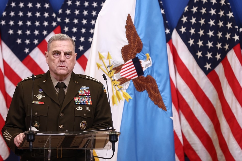 Chair of the US Joint Chiefs of Staff General Mark Milley attends a press conference at the end of the meeting of the Ukraine Defense Contact Group as part of a NATO Council of Defense Ministers at the Alliance headquarters in Brussels, Belgium, 14 February 2023. Stephanie Lecocq, EPA-EFE