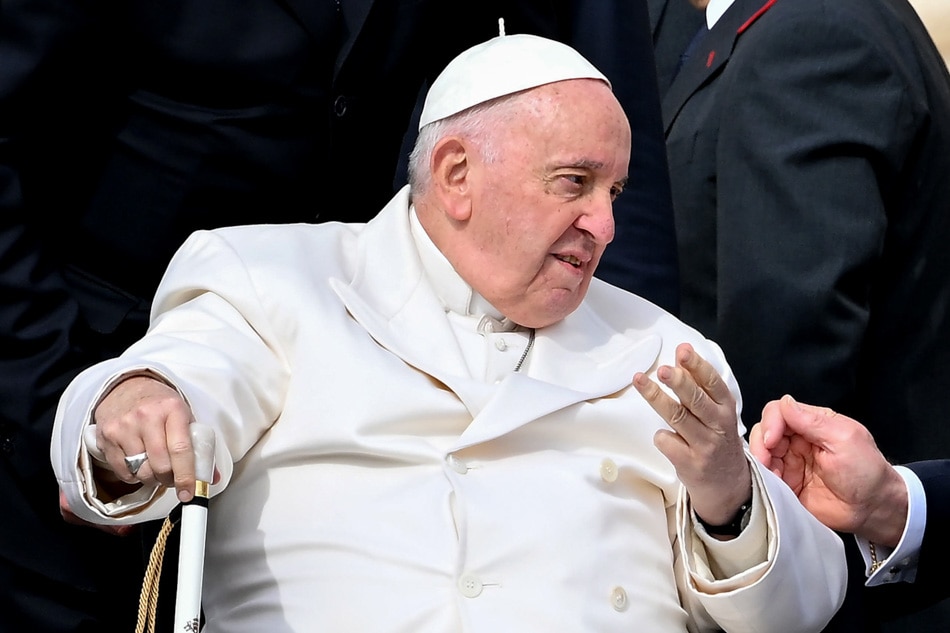 Pope Francis sits in a wheelchair at the end of his weekly general audience in Saint Peter's Square, Vatican City, on Wednesday. Pope Francis was hospitalized following a respiratory infection that was not COVID-19, which would require a few days of medical treatment, according to the Vatican. Ettore Ferrari, EPA-EFE