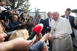 Pope Francis leaves hospital, quips 'I am still alive'