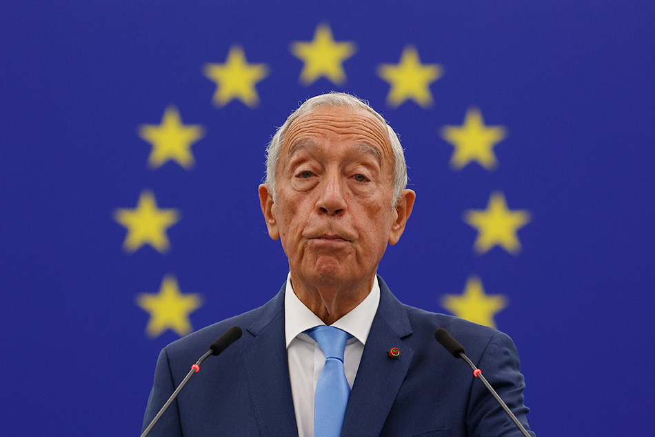 Marcelo Rebelo de Sousa (L), President of Portugal, during a press conference at the European Parliament in Strasbourg, France, 10 May 2023. EPA-EFE/JULIEN WARNAND