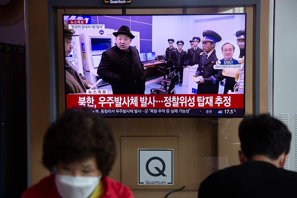 People watch the news at a station in Seoul, South Korea, May 31, 2023. According to South Korea's Joint Chiefs of Staff (JCS) North Korea launched a Military Spy Satellite in the early morning of 31 May. Jeon Heon-Kyun/EPA-EFE