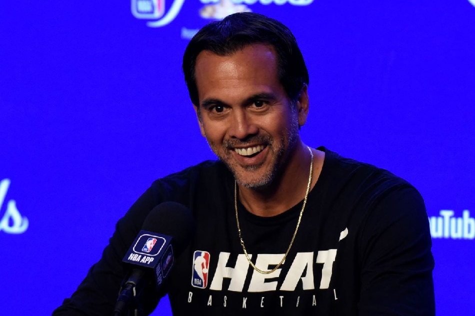 Miami Heat head coach Erik Spoelstra speaks with the media during the NBA Finals Media Day between the Miami Heat and the Denver Nuggets at Ball Arena in Denver, Colorado. Bob Pearson, EPA-EFE