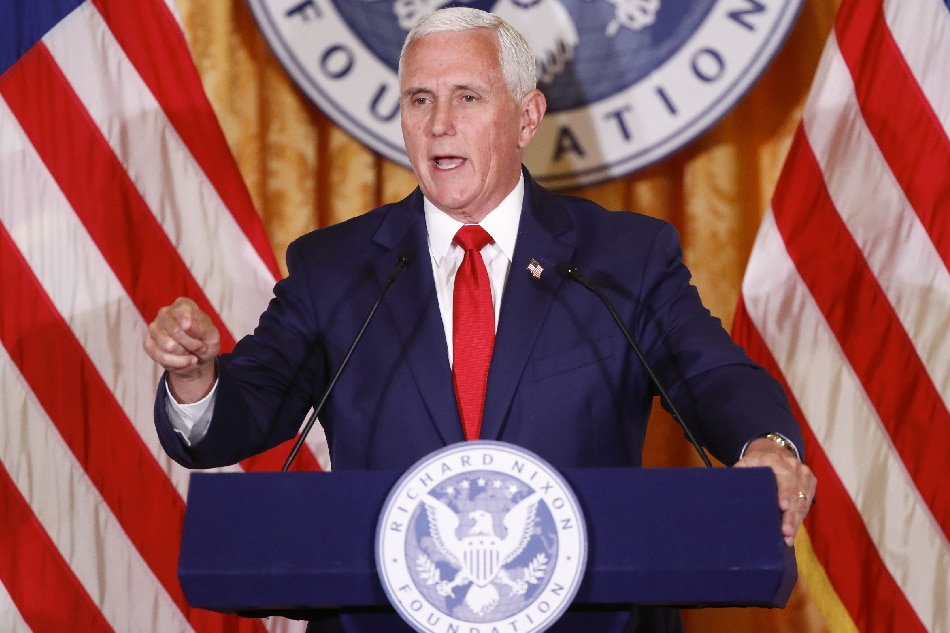 US former vice president Mike Pence delivers a speech on energy policy during the Nixon National Energy Conference at The Richard Nixon Library & Museum in Yorba Linda, California, USA, April 19 2023. Caroline Brehman, EPA-EFE
