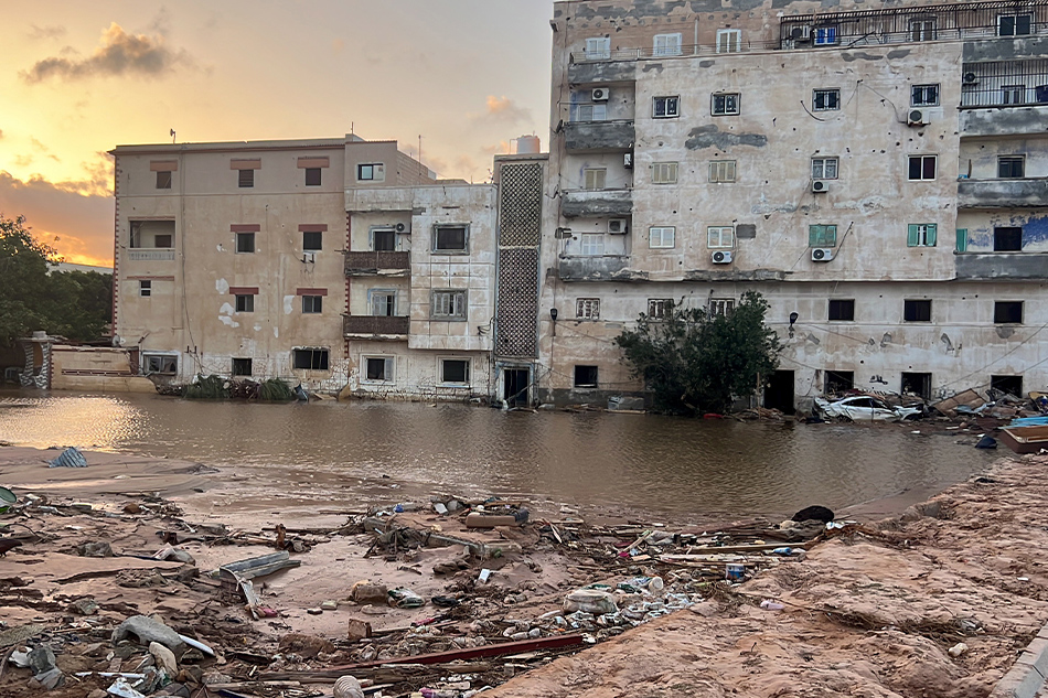 A view of a damaged neighborhood after Storm Daniel swept across eastern Libya, in the port city of Derna, eastern Libya, September 16, 2023. EPA-EFE/STRINGER