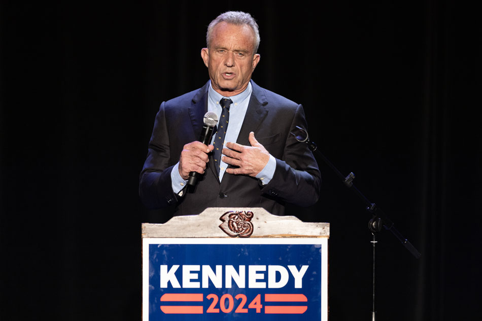 US presidential candidate Robert F. Kennedy Jr. delivers a campaign speech as he celebrates Hispanic Heritage Month at the Wilshire Ebell Theatre in Los Angeles, California, USA, Sept. 15, 2023. Etienne Laurent, EPA-EFE 